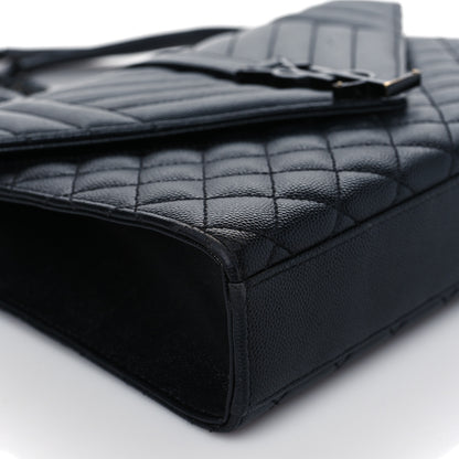 Saint Laurent Grain De Poudre Textured Mixed Matelasse Triquilt Medium Monogram Satchel Black 8 of 9