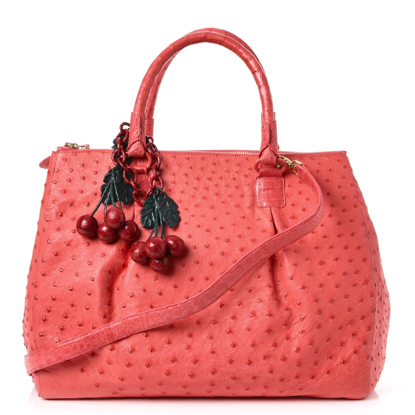 Ostrich Crocodile Cherry Tote Pink