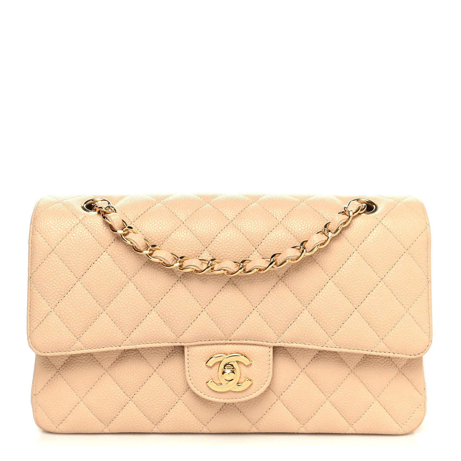 Chanel Caviar Quilted Medium Double Flap Beige 1 of 11
