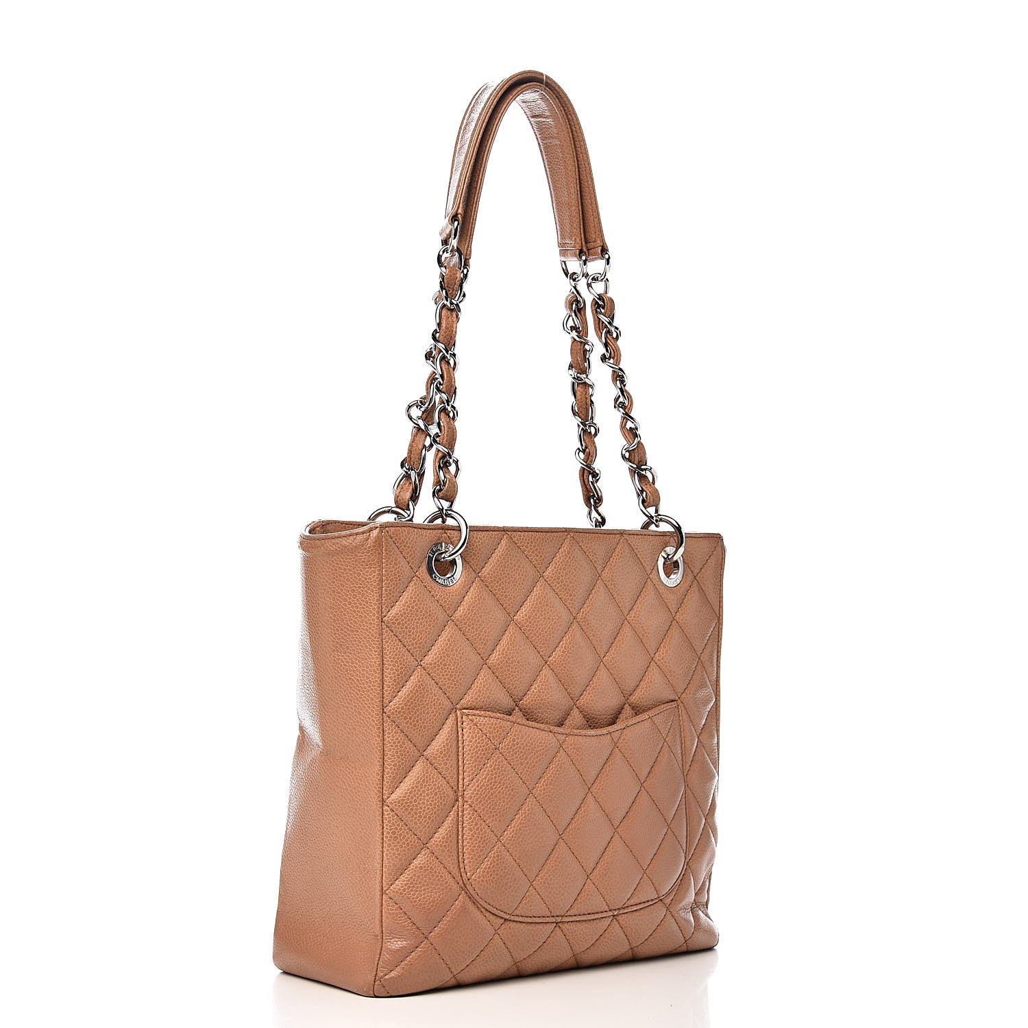 Chanel Caviar Quilted Petit Shopping Tote PST Dark Beige 3 of 19
