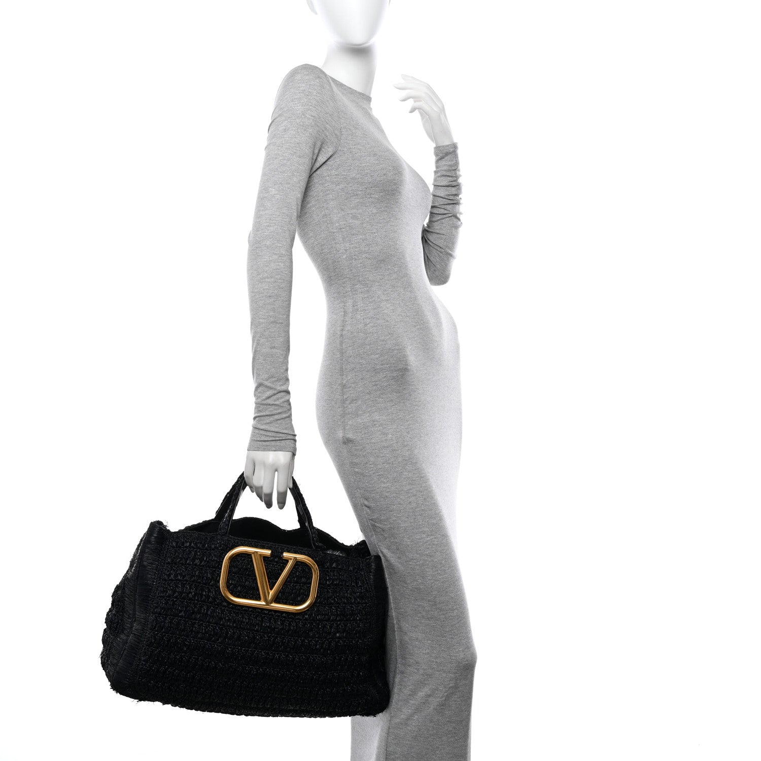 Valentino Garavani Raffia Supervee In It Tote Black 2 of 12