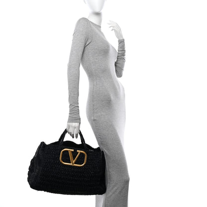 Valentino Garavani Raffia Supervee In It Tote Black 2 of 12