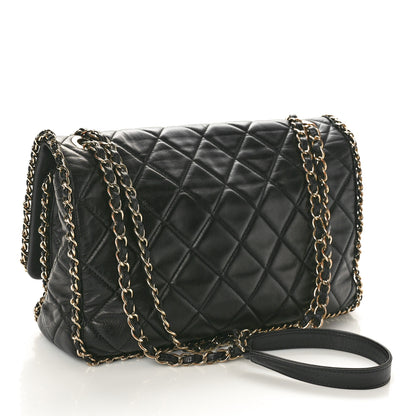 Chanel Crumpled Calfskin Quilted Large Chain All Over Flap Bag Black 3 of 11