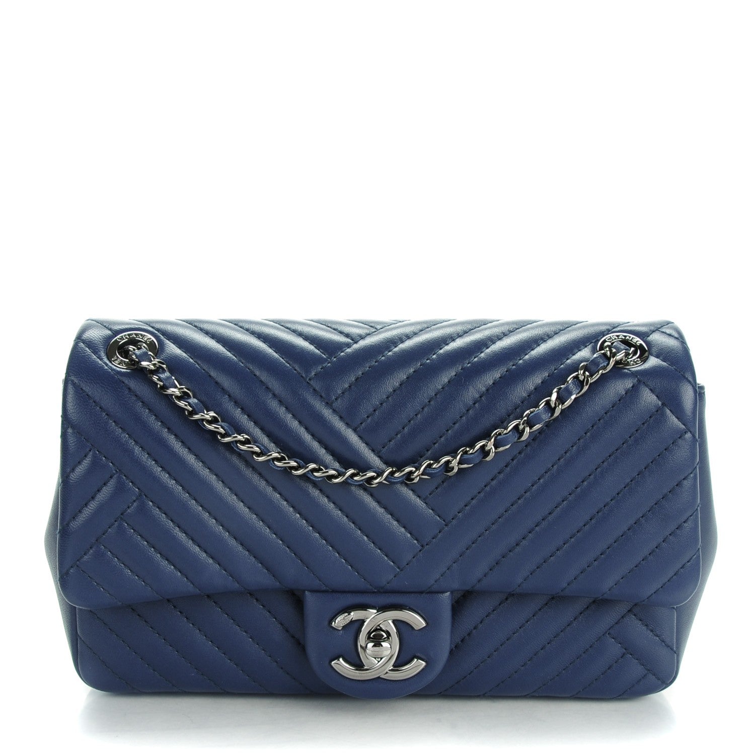 Chanel Lambskin Quilted Small CC Crossing Flap Navy 1 of 7