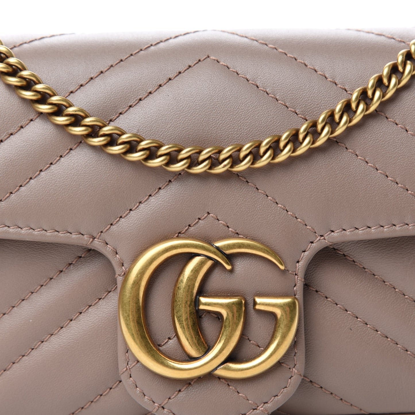 Calfskin Matelasse Super Mini GG Marmont Shoulder Bag Porcelain Rose