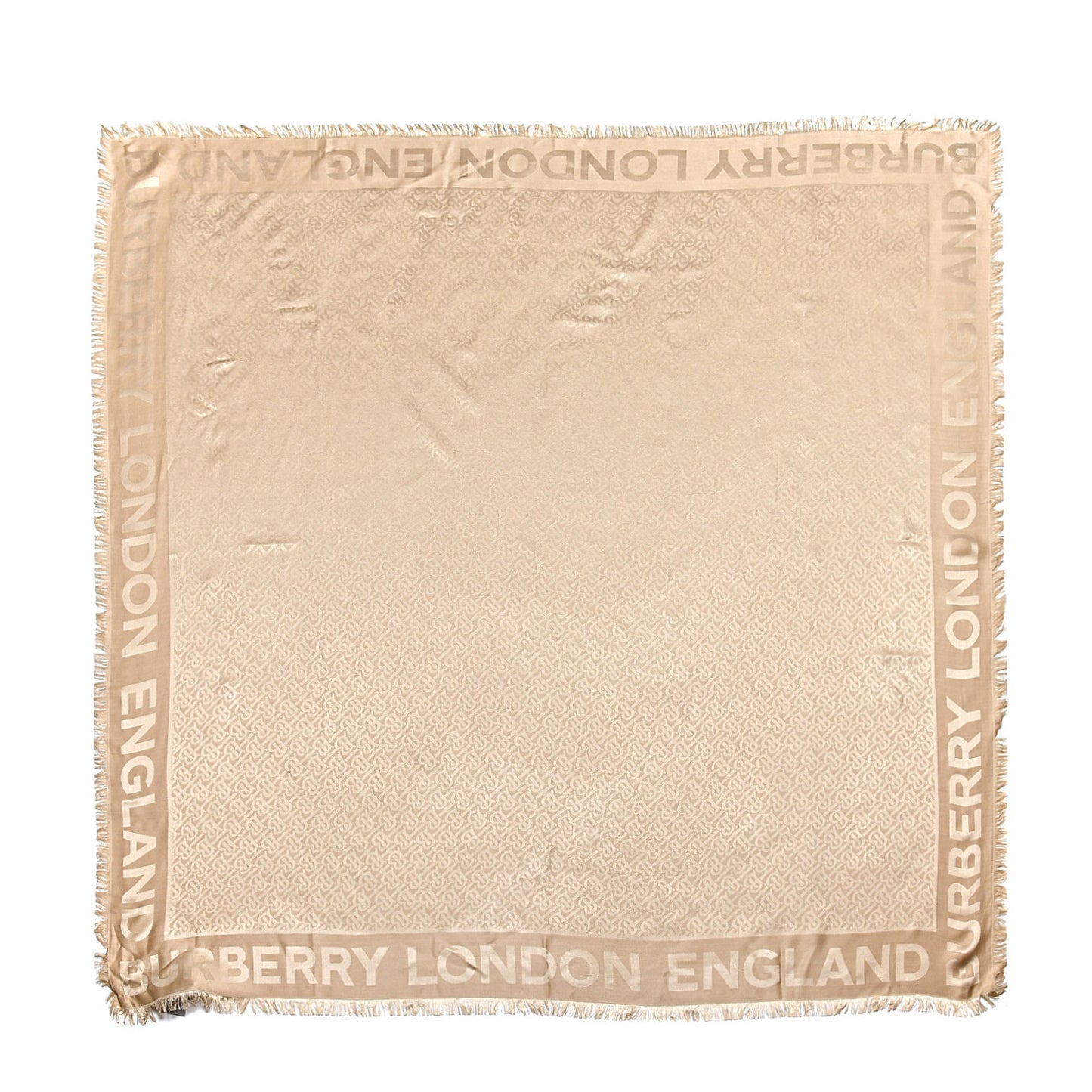 Silk Wool Monogrammed TB Print Square Scarf Honey