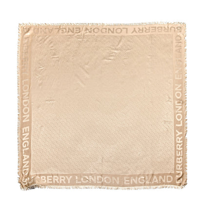 Burberry Silk Wool Monogrammed TB Print Square Scarf Honey 1 of 6