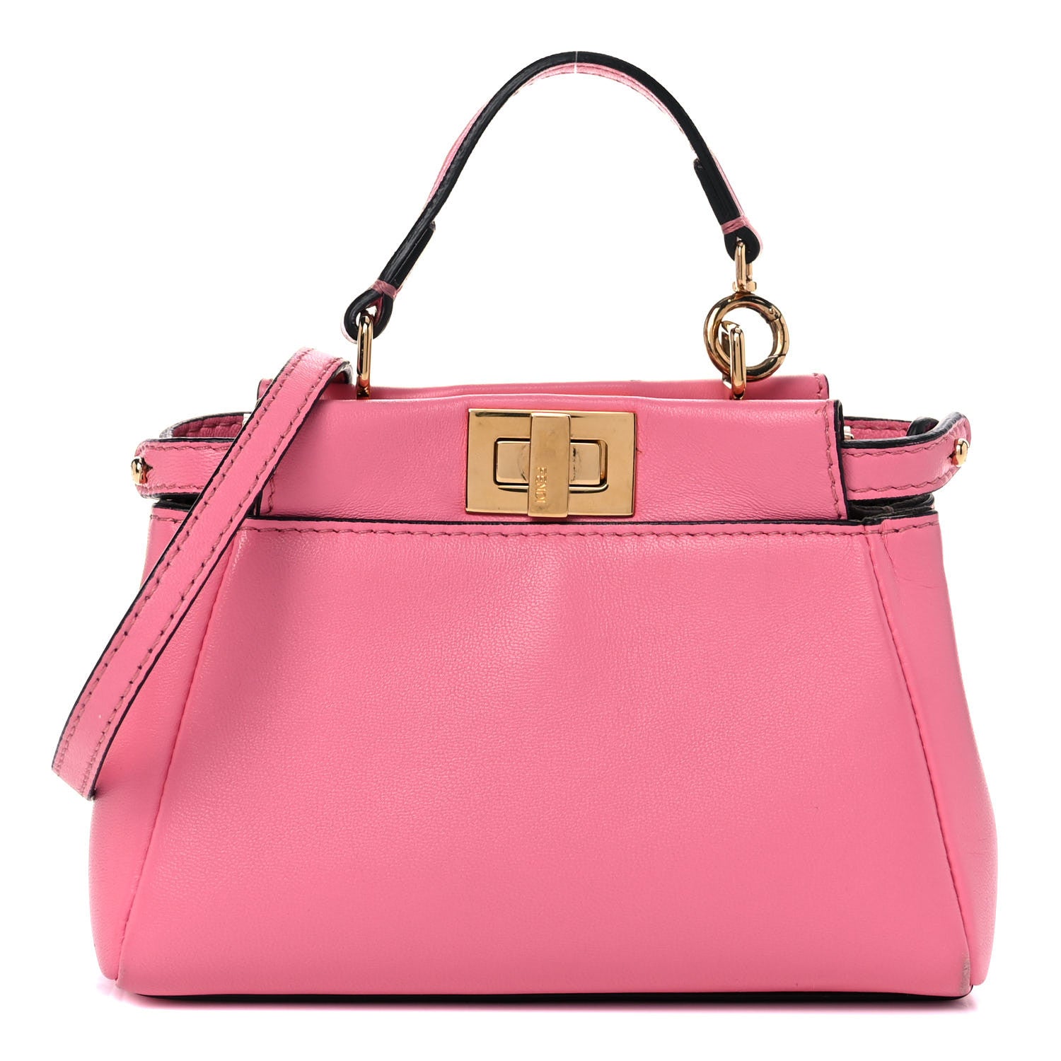 Fendi Shiny Nappa Micro Peekaboo Iconic Satchel Rosa Fluo 2 of 30