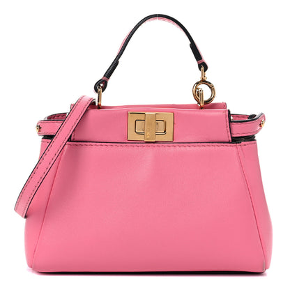 Fendi Shiny Nappa Micro Peekaboo Iconic Satchel Rosa Fluo 2 of 30