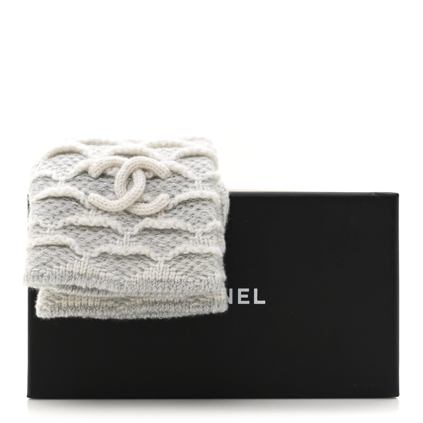 Metallic Cashmere Viscose CC Fingerless Gloves Grey