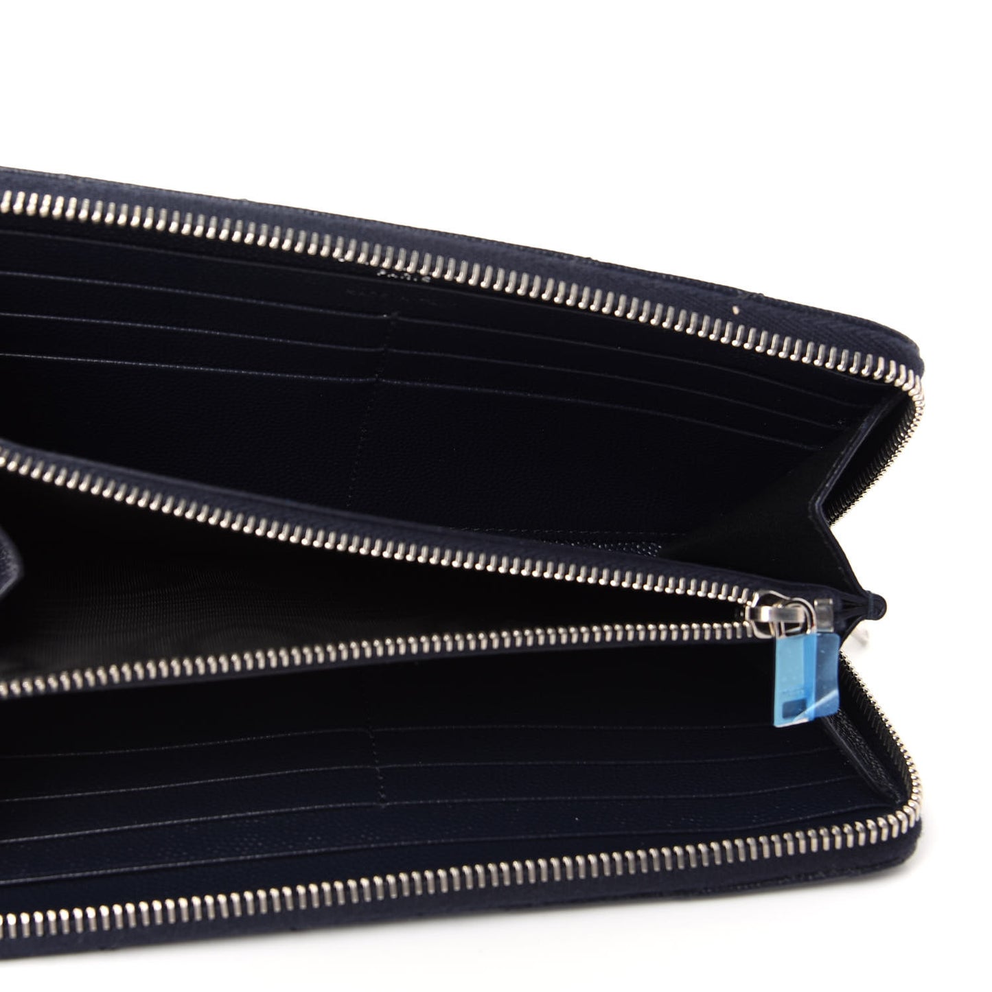 Grain De Poudre Matelasse Chevron Monogram Zip Around Wallet Deep Marine