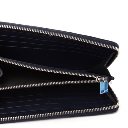 Saint Laurent Grain De Poudre Matelasse Chevron Monogram Zip Around Wallet Deep Marine 5 of 6