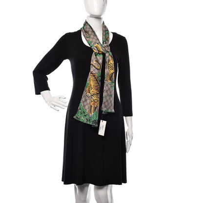 Gucci Silk GG Supreme Bengal Print Scarf Beige 2 of 5