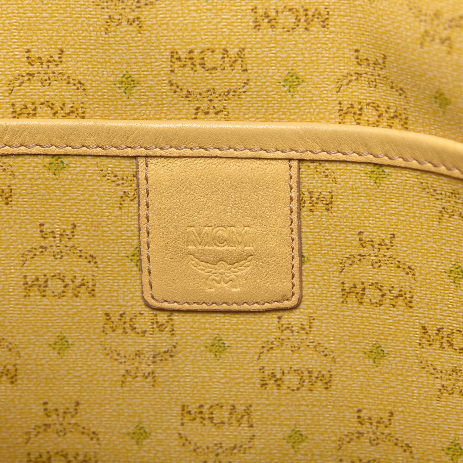 MCM Coated Canvas Shopper Tote Yellow 8 of 9