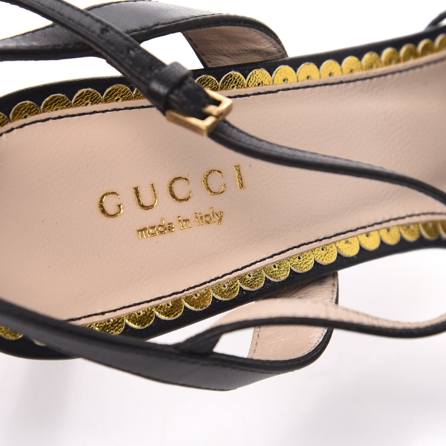 Gucci Nappa Queen Margaret Mid Heel Sandals 38 Black 7 of 7