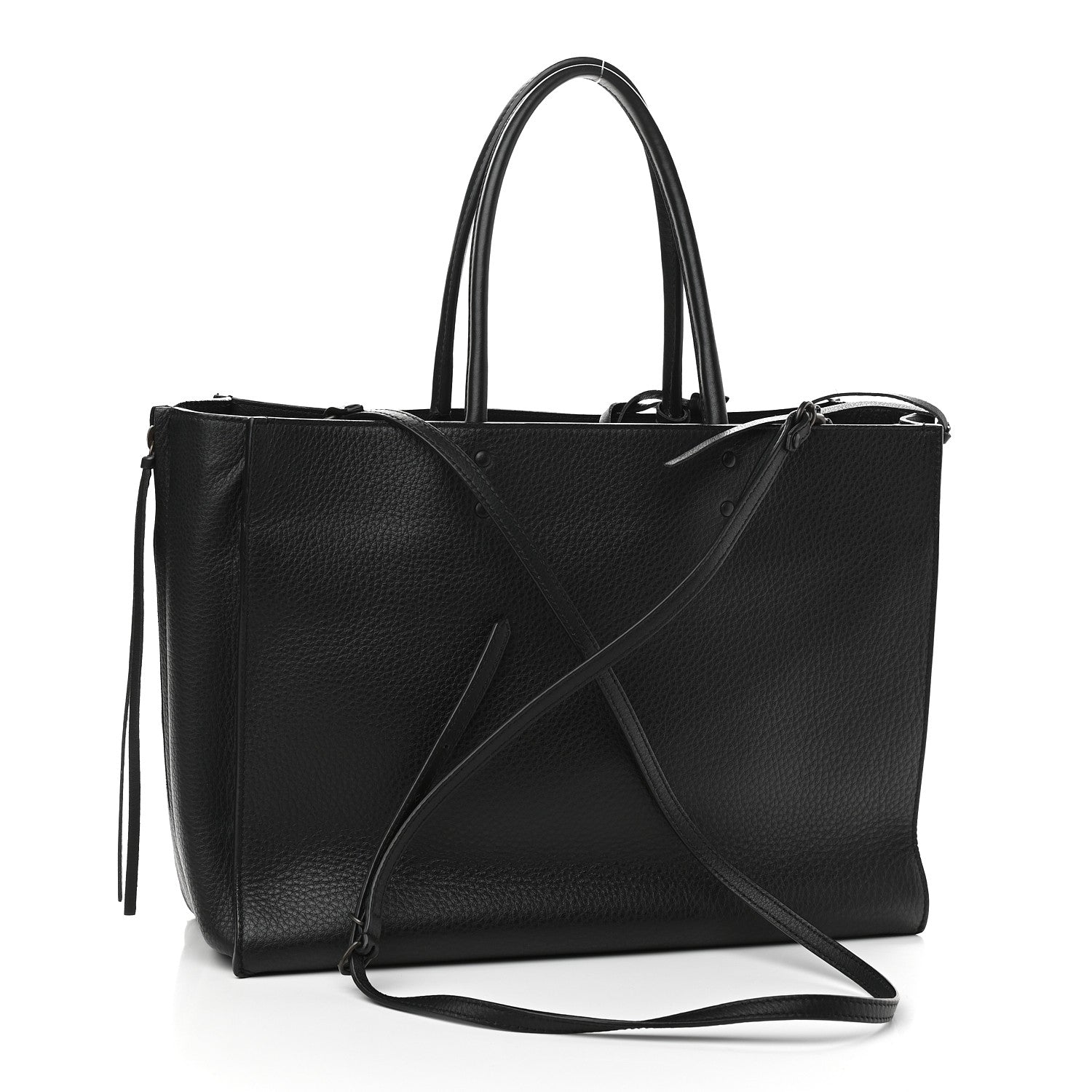 Balenciaga Calfskin Blackout Hardware Perforated Papier B4 Tote Black 3 of 12
