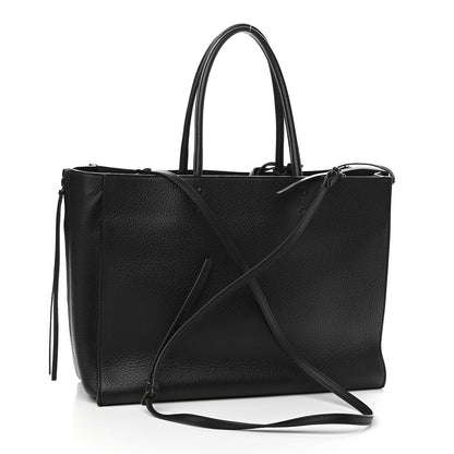 Balenciaga Calfskin Blackout Hardware Perforated Papier B4 Tote Black 3 of 12