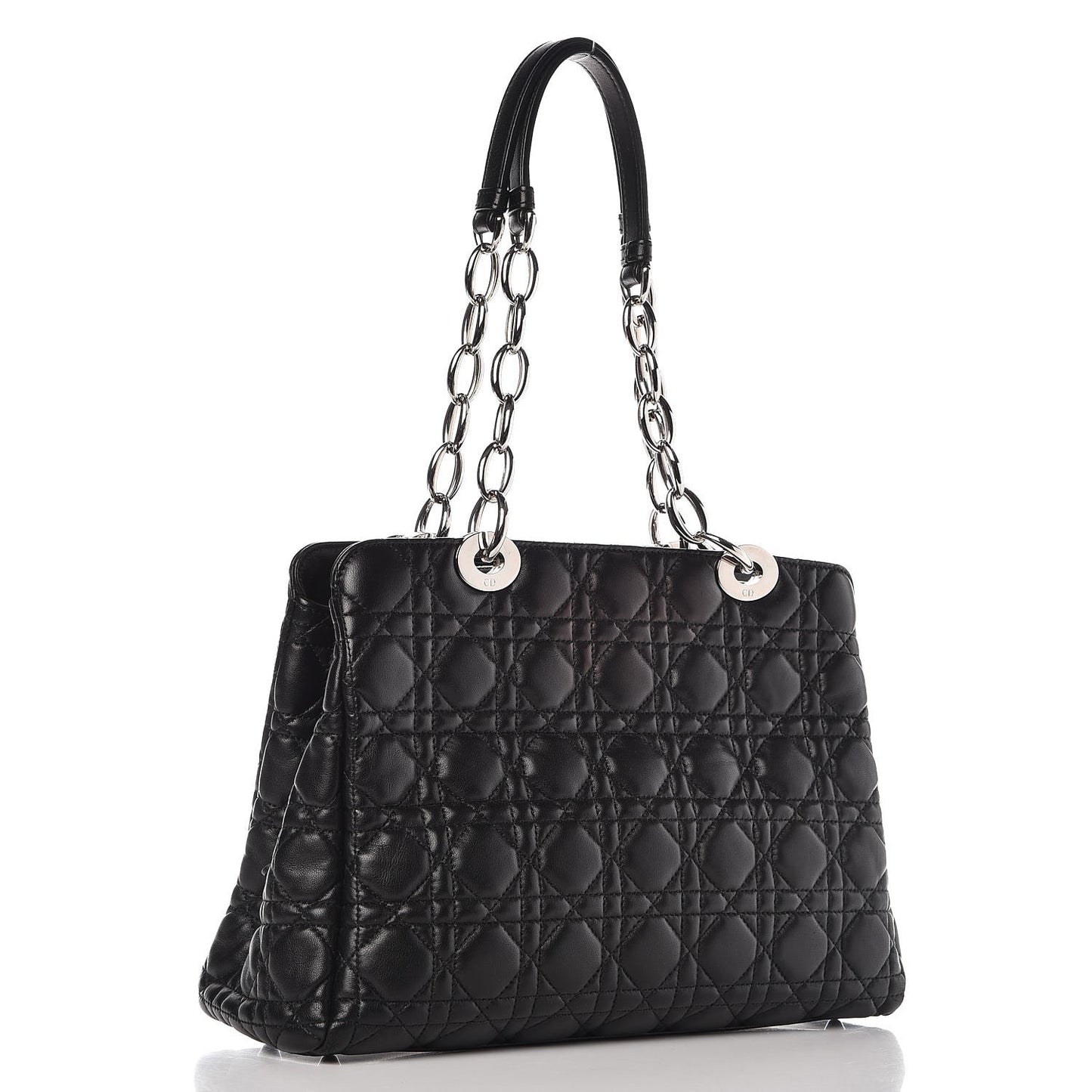 Lambskin Cannage Small Dior Soft Zipped Shopping Tote Black
