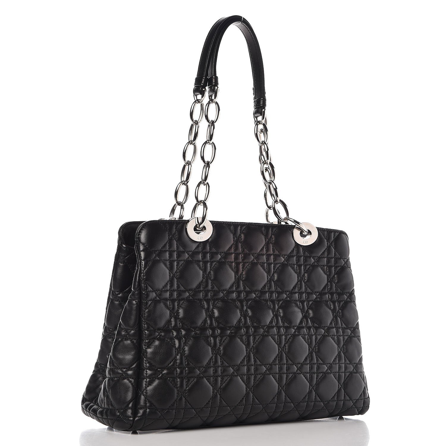 Christian Dior Lambskin Cannage Small Dior Soft Zipped Shopping Tote Black 3 of 7