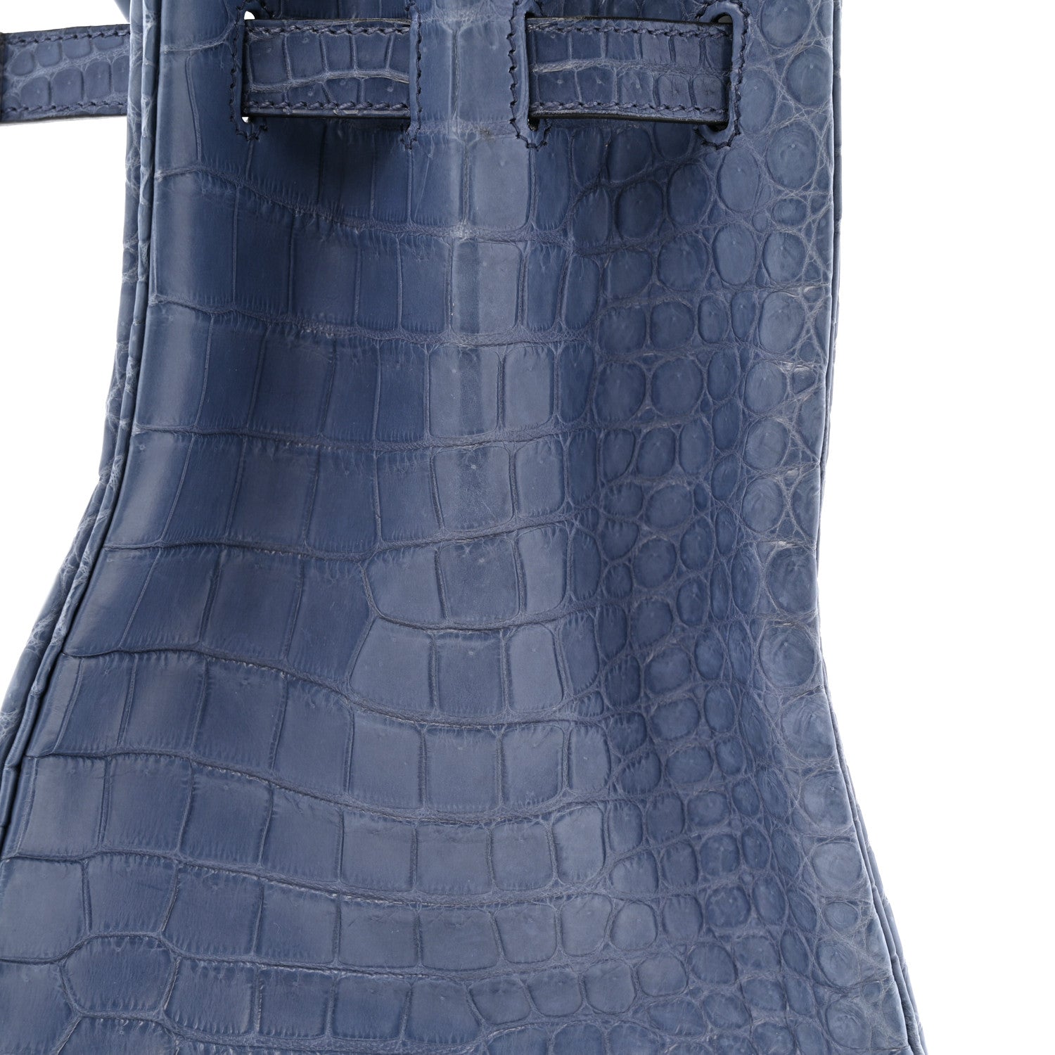 Hermes Matte Porosus Crocodile 18K White Gold Diamond Birkin 35 Bleu Brighton 16 of 26