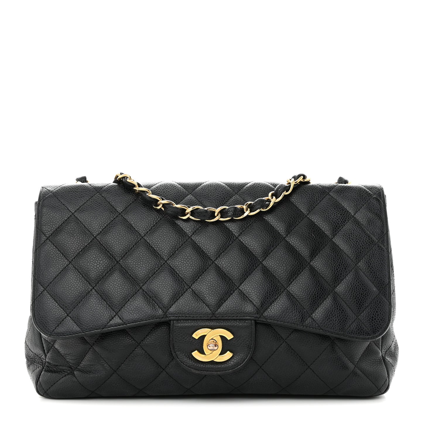 Caviar Quilted Jumbo Single Flap Navy
