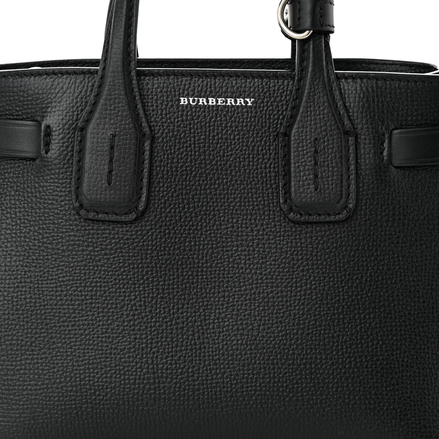Burberry Grainy Calfskin House Check Baby Banner Tote Black 7 of 9