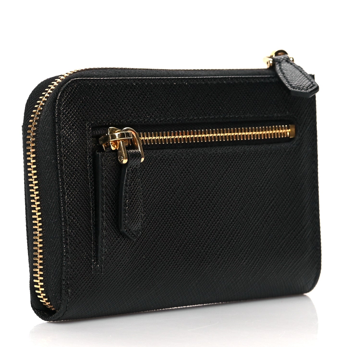 Saffiano Metal Zip Around Keychain Black