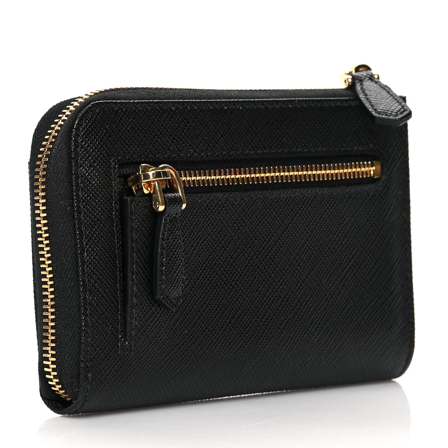 Prada Saffiano Metal Zip Around Keychain Black 3 of 7