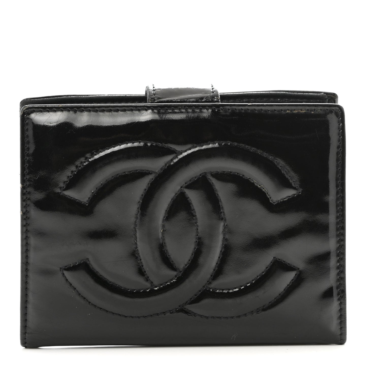 Patent Timeless CC Compact French Wallet Black