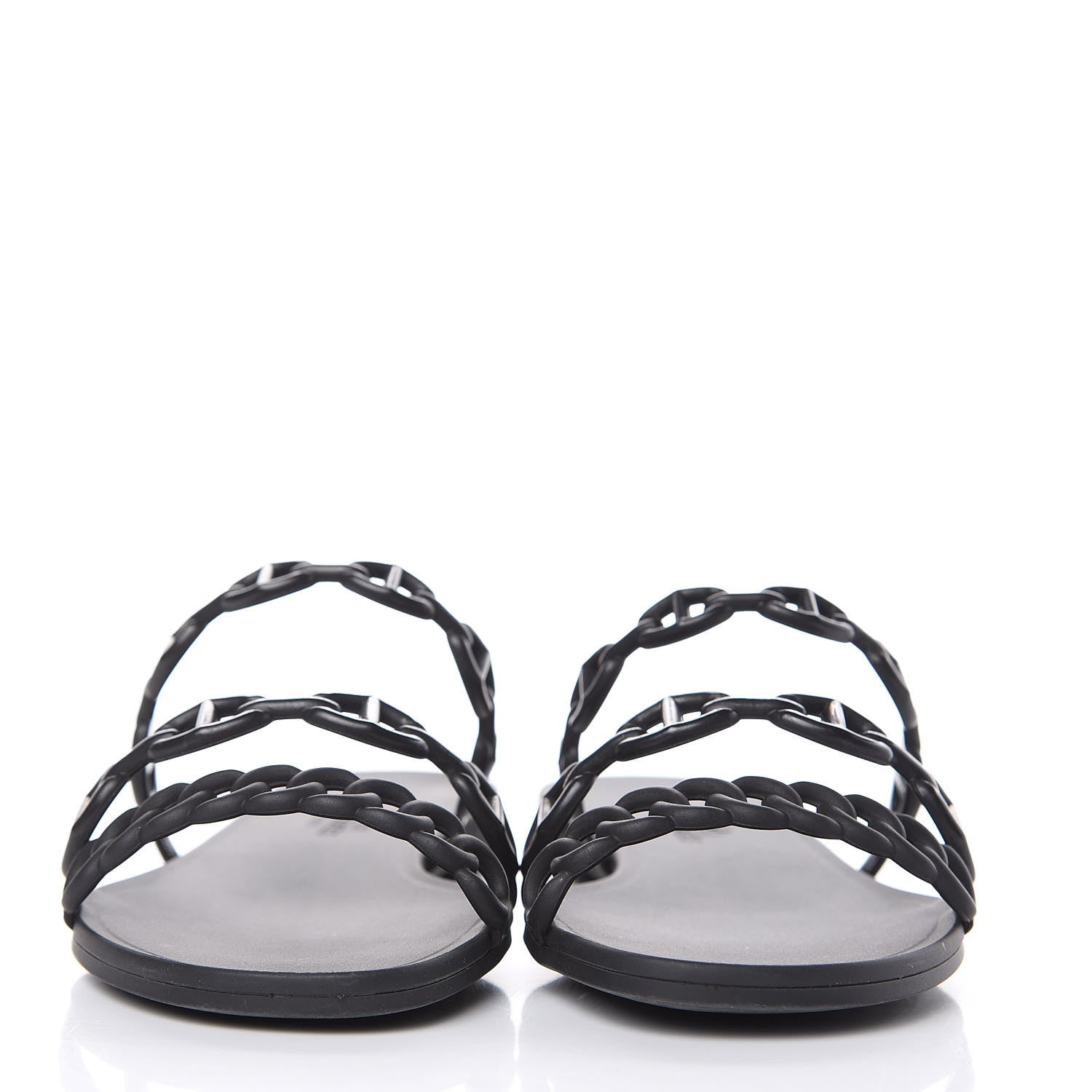 Hermes Rubber Chaine d'Ancre Rivage Sandals 35 Black 2 of 8