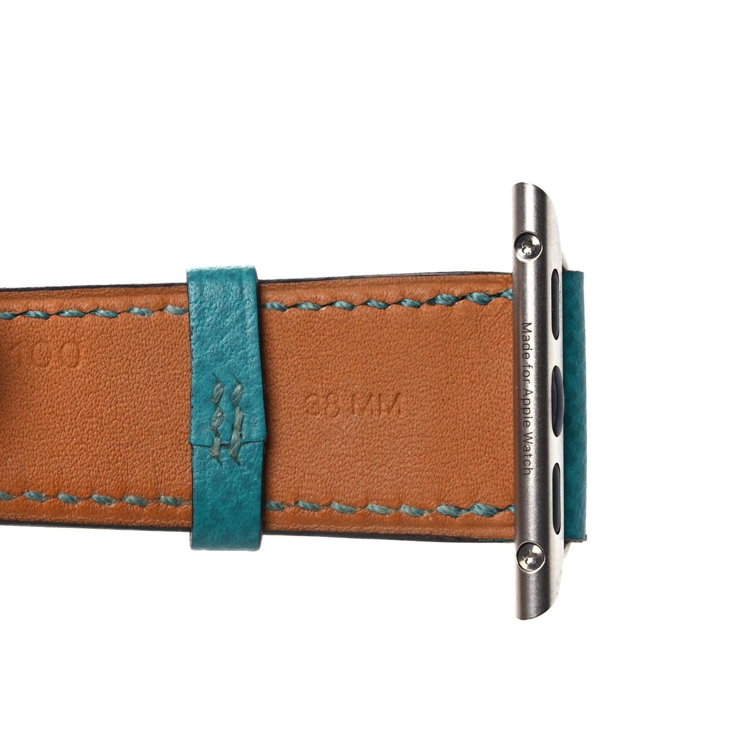 Hermes Epsom 38mm Apple Watch Double Tour Strap Bleu Paon 6 of 7