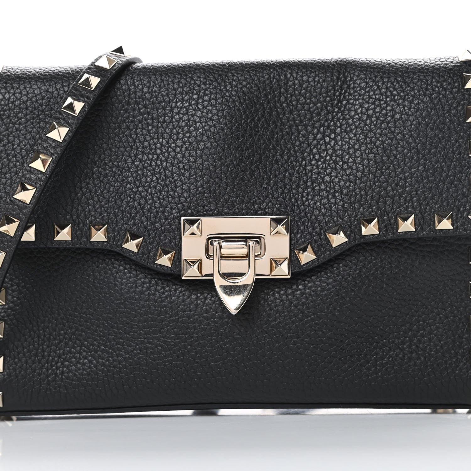 Valentino Garavani Pebbled Calfskin Medium Rockstud Flip Lock Crossbody Bag Black 7 of 10