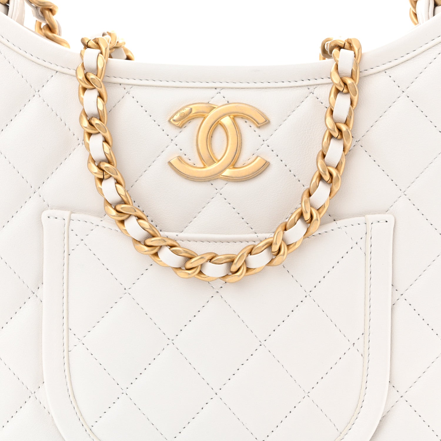Chanel Calfskin Quilted Small Hobo White 8 of 10