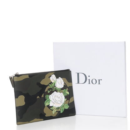 Christian Dior HOMME Coated Canvas Embroidered Camoflage Flat Pouch Green White 8 of 8