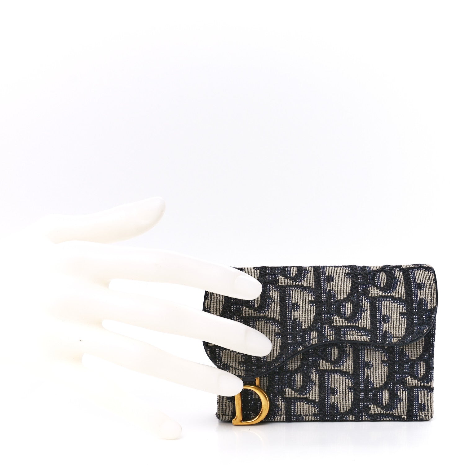 Christian Dior Oblique Saddle Card Holder Blue 2 of 13