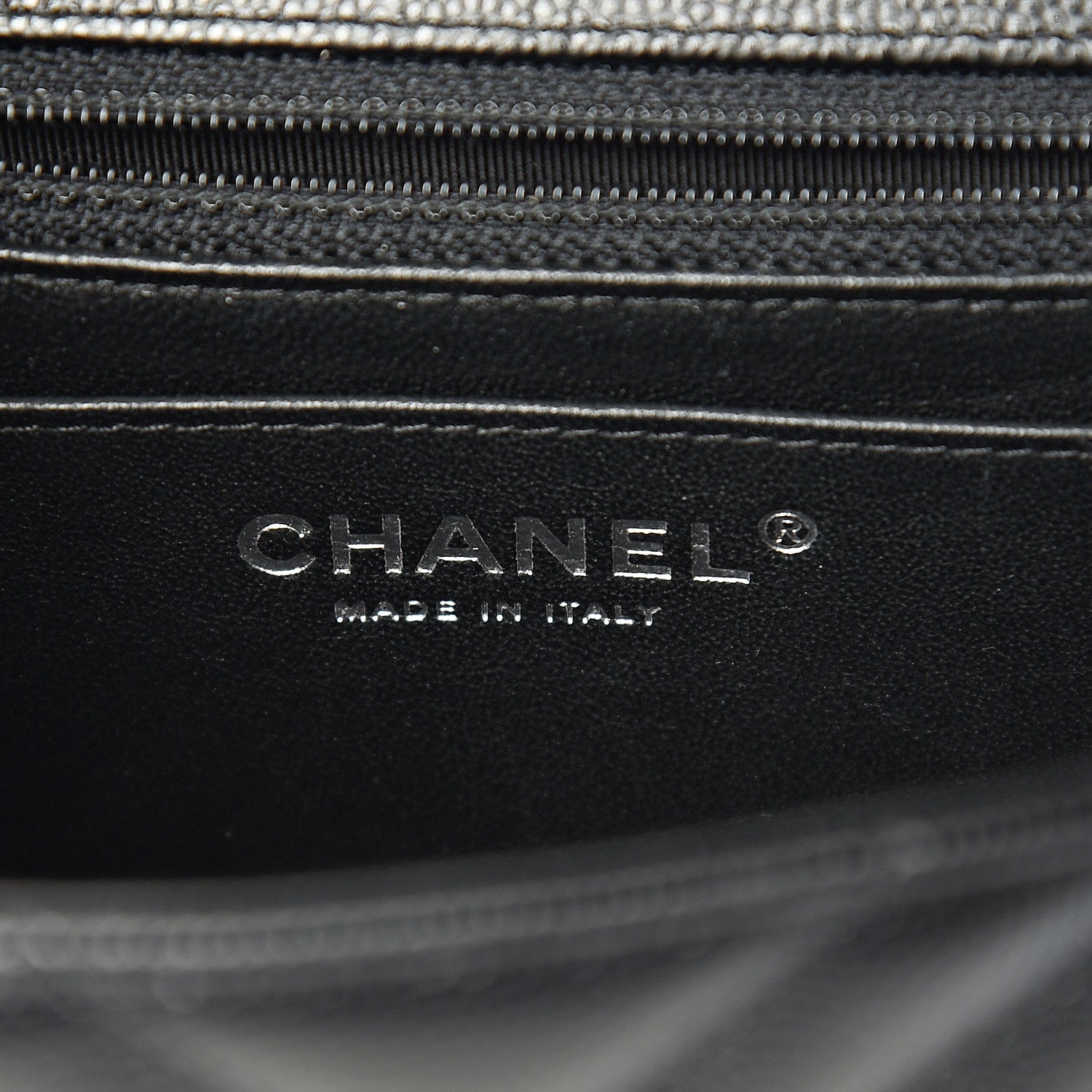 Chanel Caviar Chevron Quilted Mini Square Flap Black 5 of 10