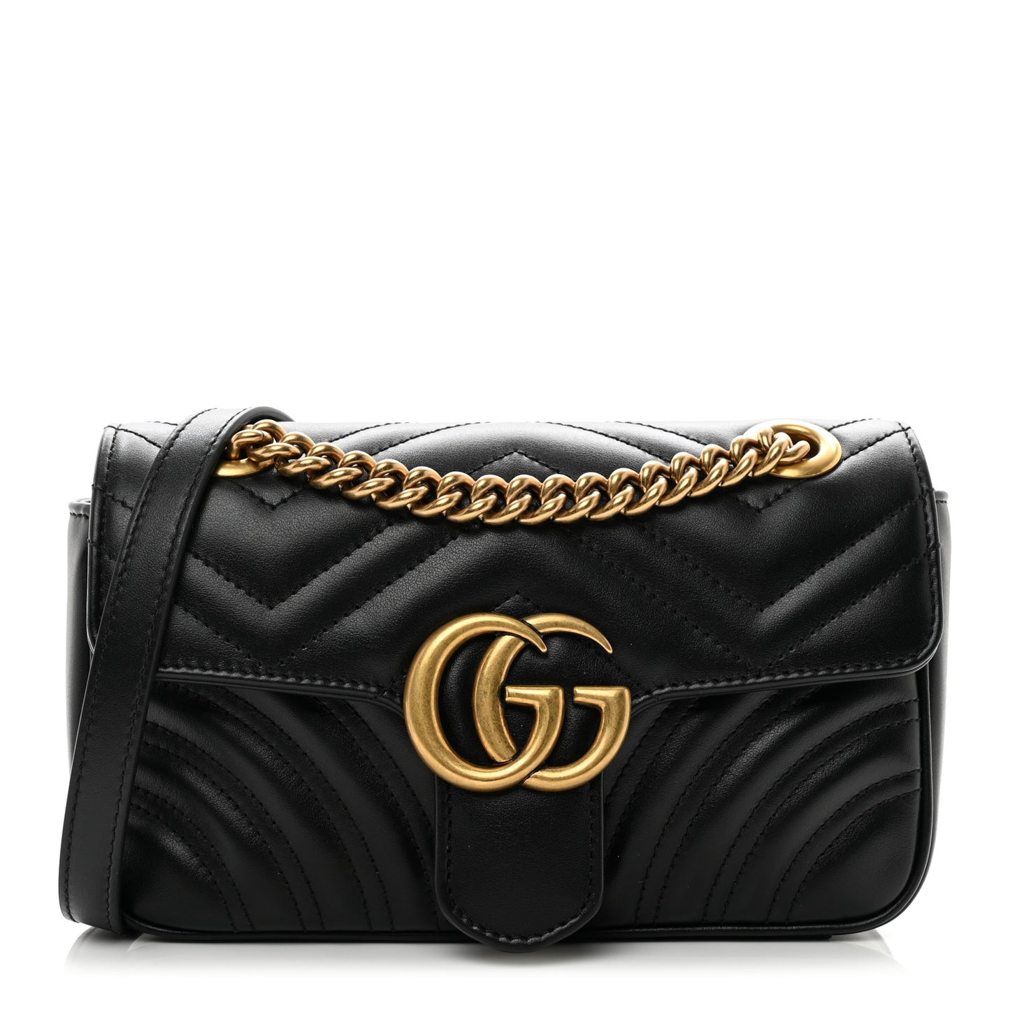 Calfskin Matelasse Mini GG Marmont Shoulder Bag Black