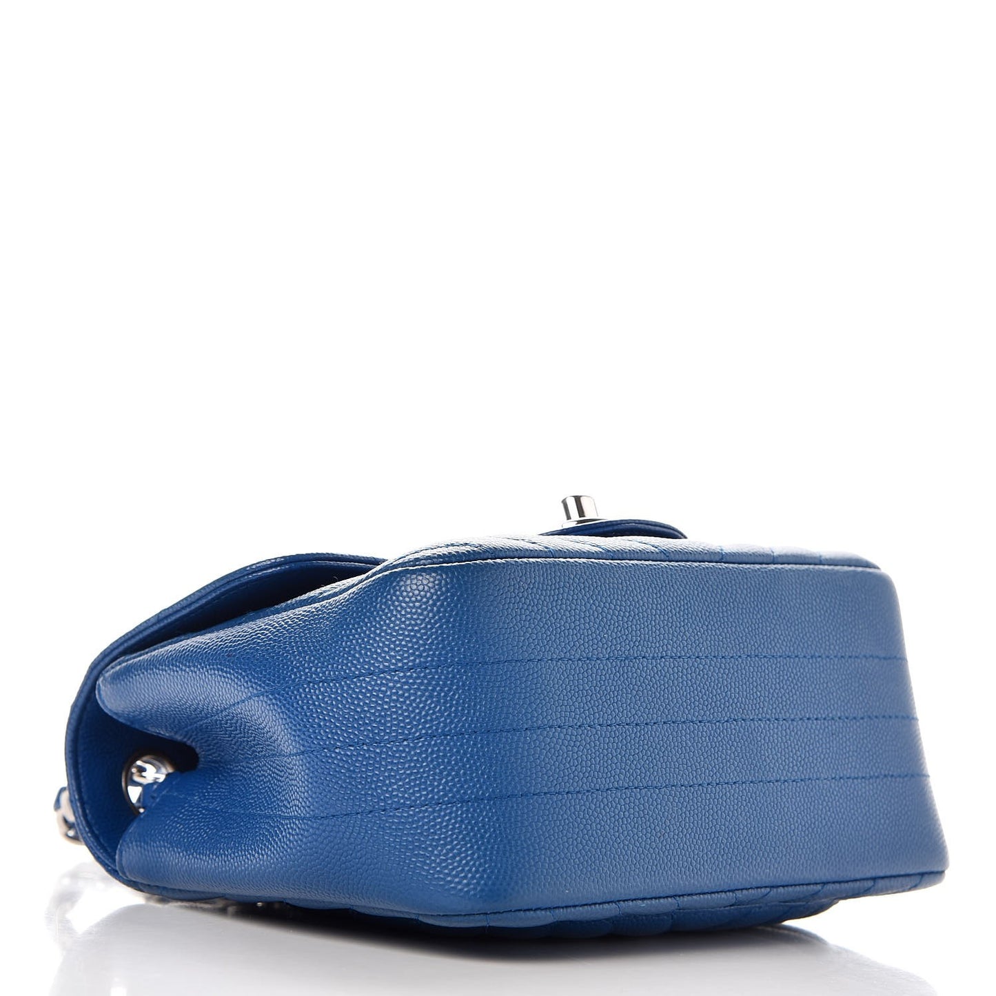 Caviar Chevron Quilted Mini Square Flap Blue