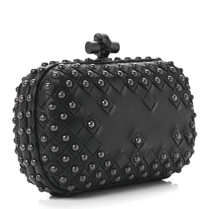 Bottega Veneta Waxy Nappa Intrecciato Knot Studded Clutch Black 2 of 10