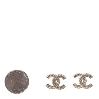 Chanel Crystal Timeless CC Earrings Light Gold 2 of 3