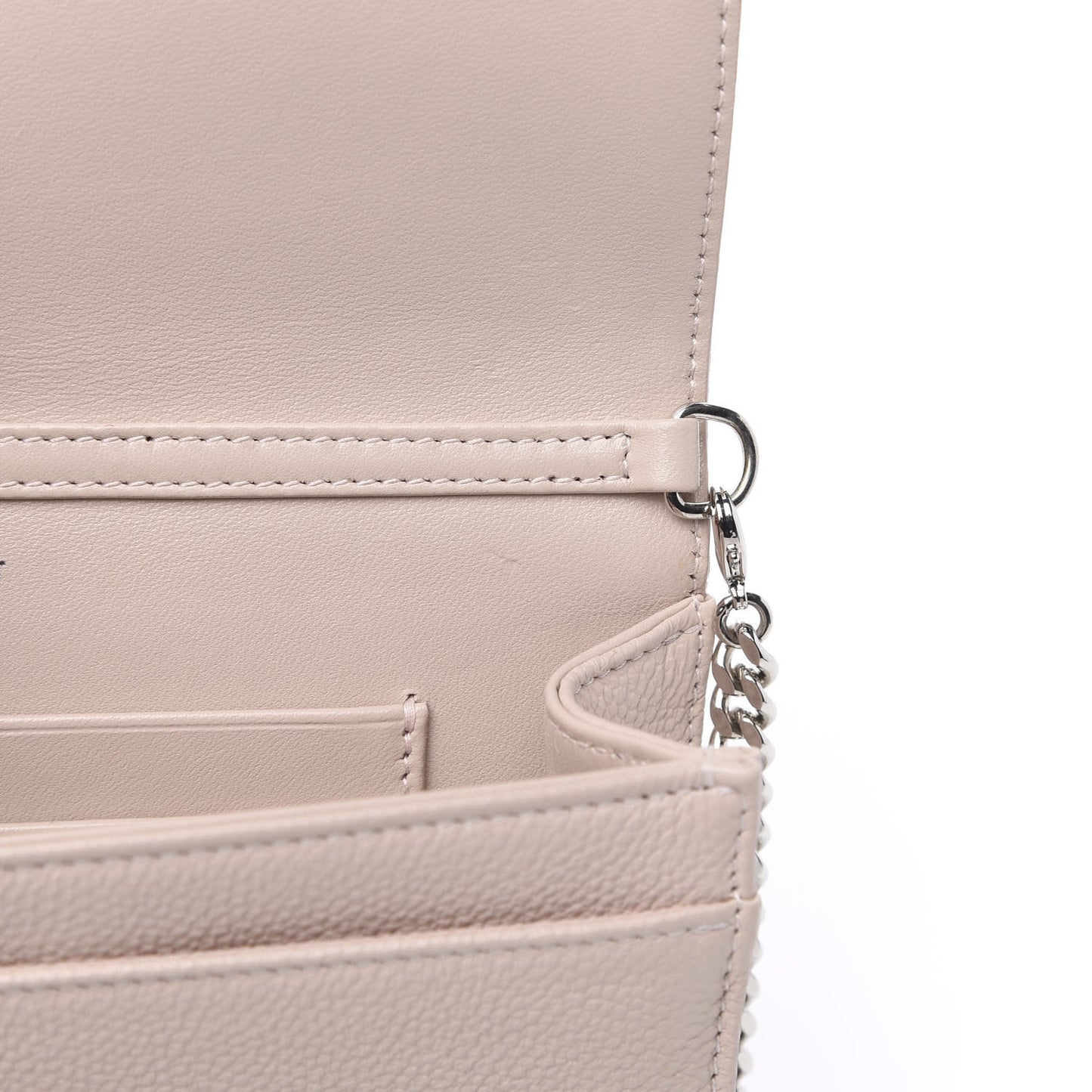 Grained Calfskin Diorama Wallet on Chain Pouch Rose Poudre