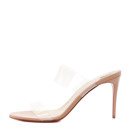 Christian Louboutin Patent PVC Just Nothing 85 Slide Sandals 39.5 Nude 1 of 8