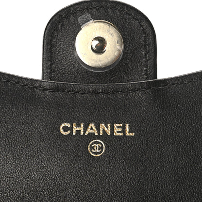 Chanel Lambskin Patent Calfskin Quilted Flap Phone Holder With Chain Black 7 of 9