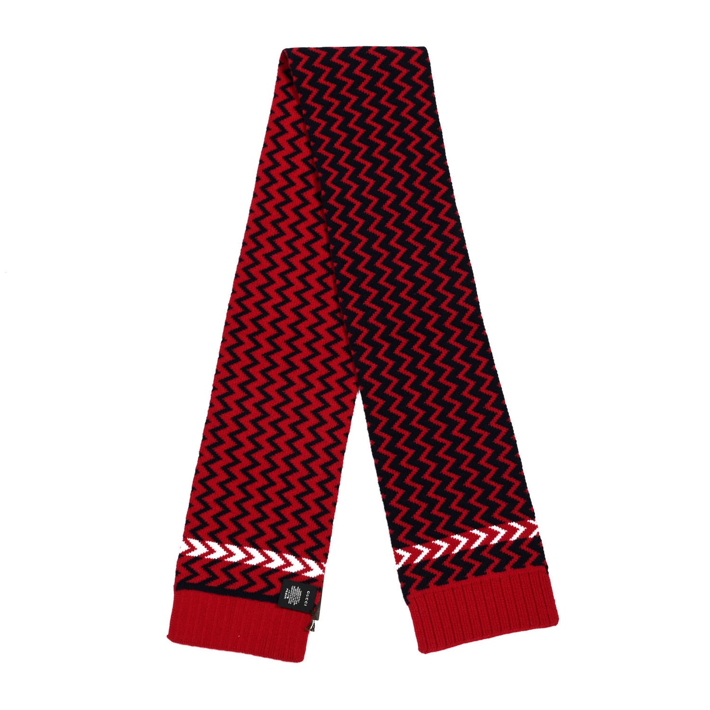 Wool Zigzag Scarf White Red Blue