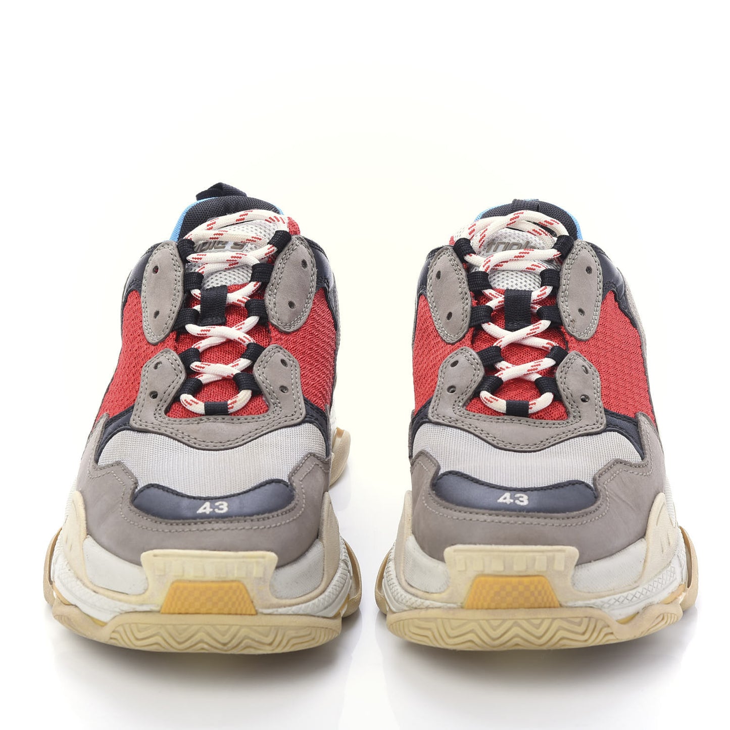 Mesh Nubuck Mens Triple S Sneakers 43 Bleu Gris Rouge
