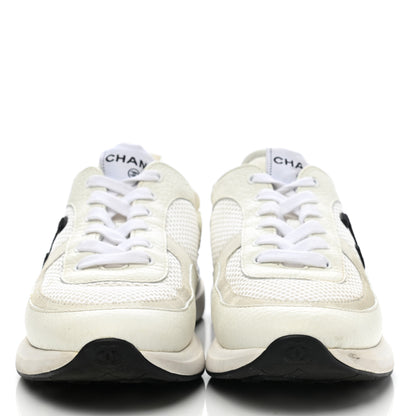 Chanel Calfskin Mesh Lycra Suede Womens Logo Sneakers 39 White 2 of 15