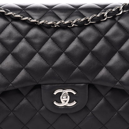Chanel Lambskin Quilted Jumbo Double Flap Black 13 of 14