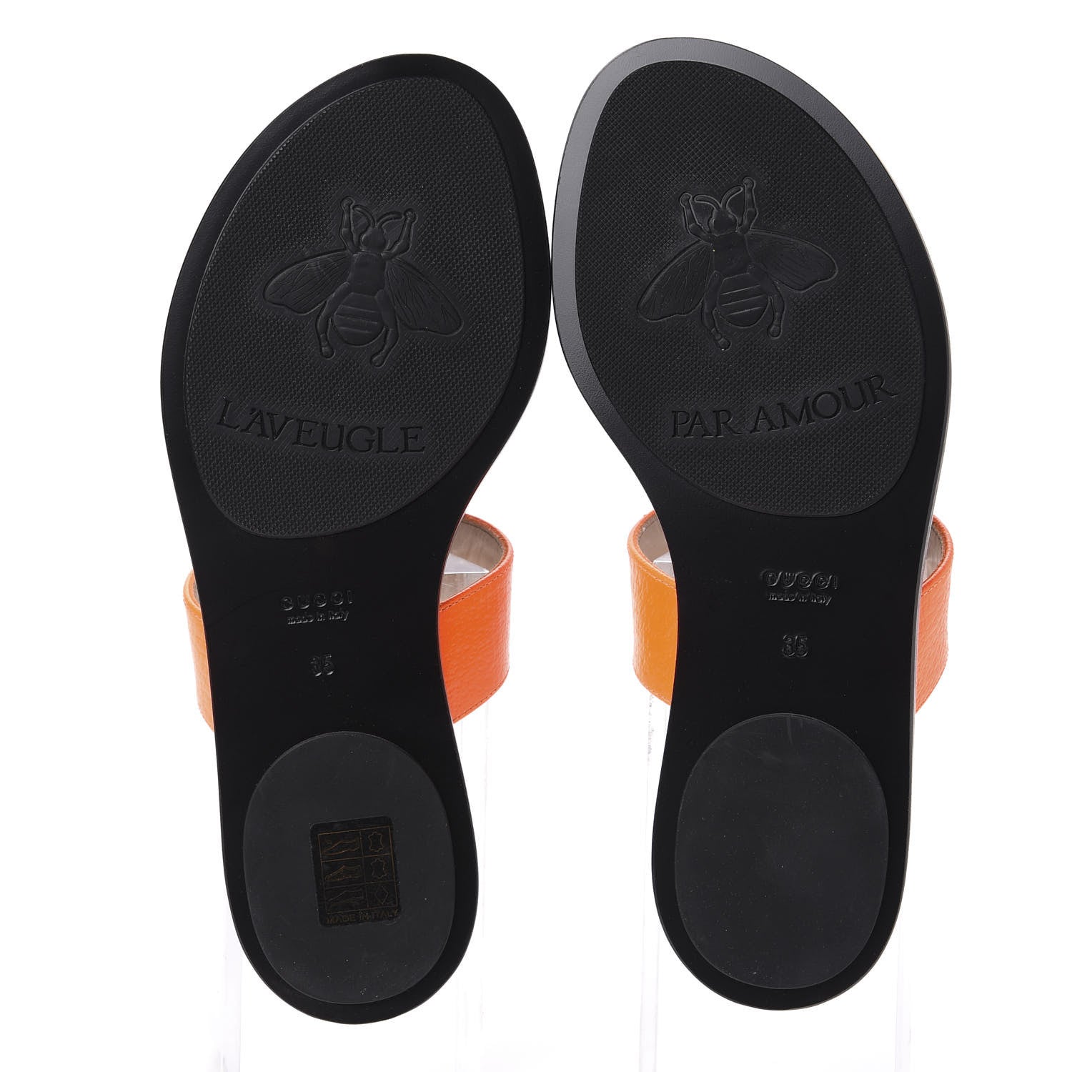 Gucci Calfskin GG Marmont Thong Sandals 35 Deep Orange 6 of 11
