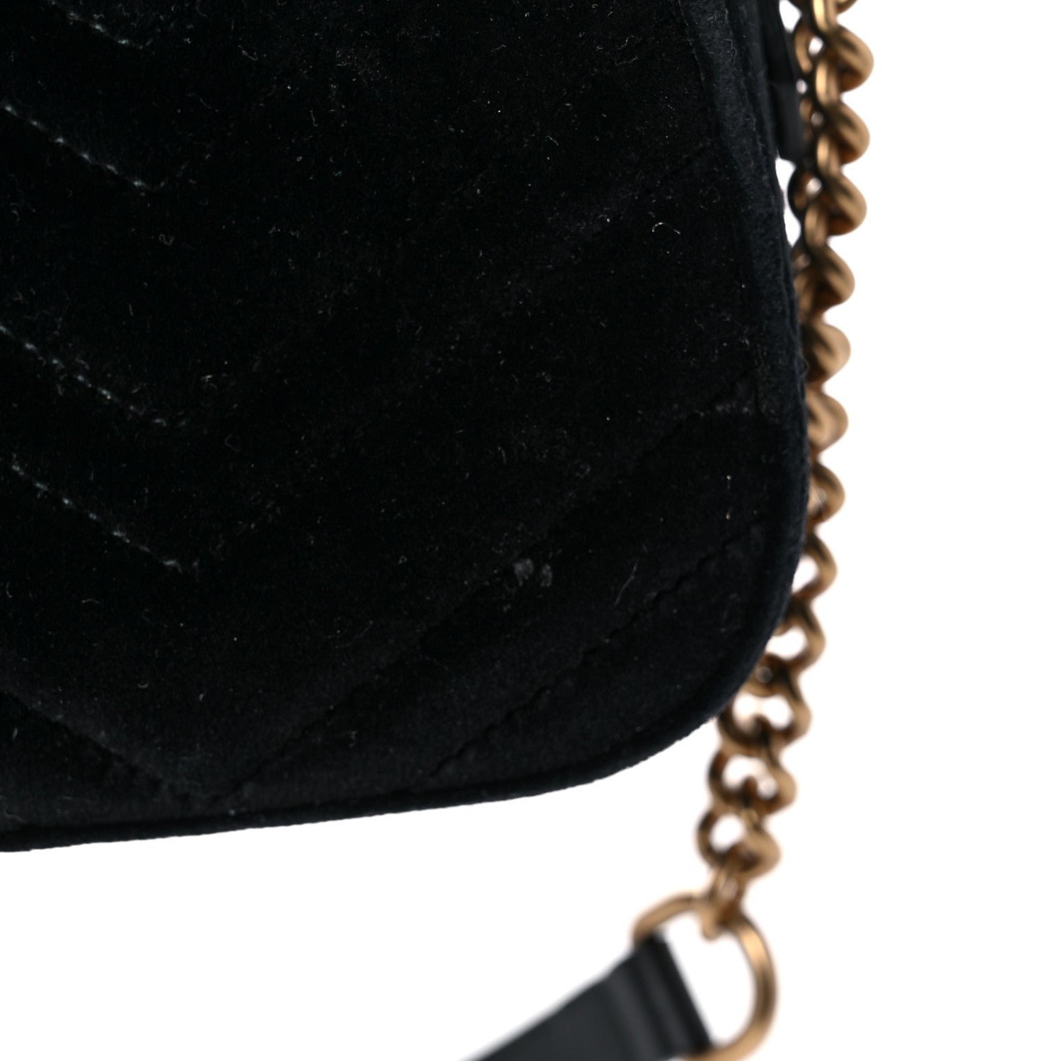 Gucci Velvet Matelasse Small GG Marmont Chain Shoulder Bag Black 22 of 24