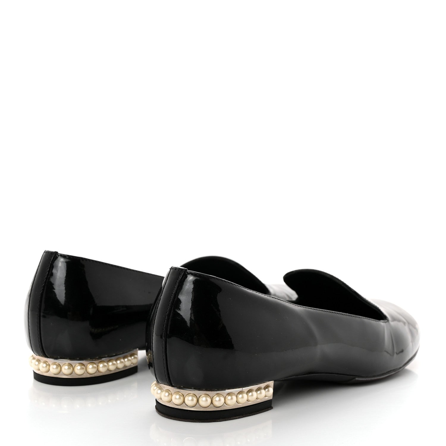 Chanel Patent Calfskin Pearl CC Loafers 36.5 Black 4 of 11